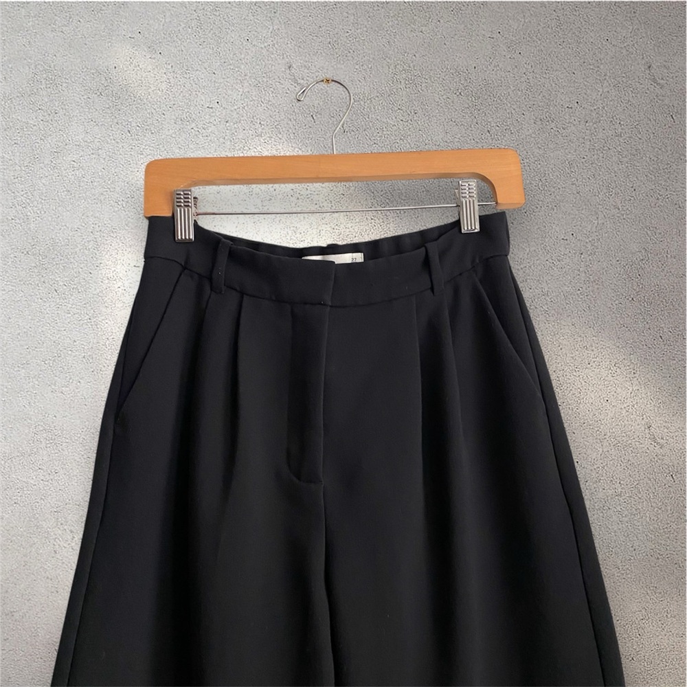 Abercrombie Black Wide Leg Trouser Pants Elastic Minimalist Old Money Relaxed 27 - Picture 7 of 8